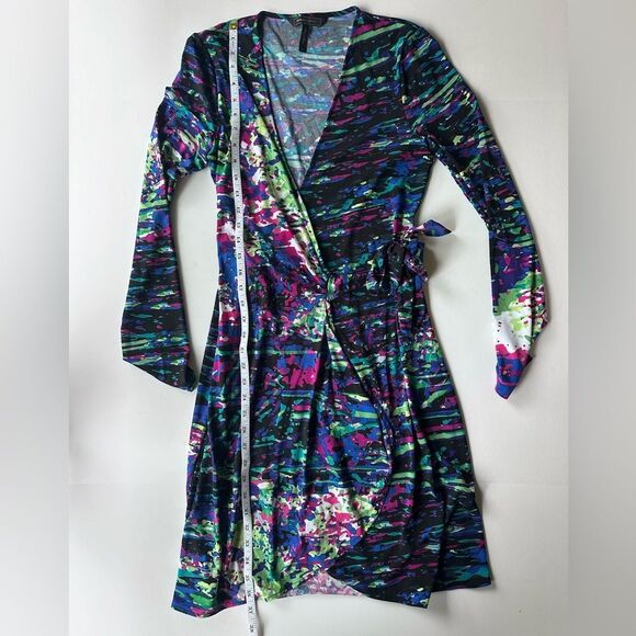 BCBGMaxAzria Adele Paint Splatter Multicolor Wrap Dress Size S - Picture 12 of 15
